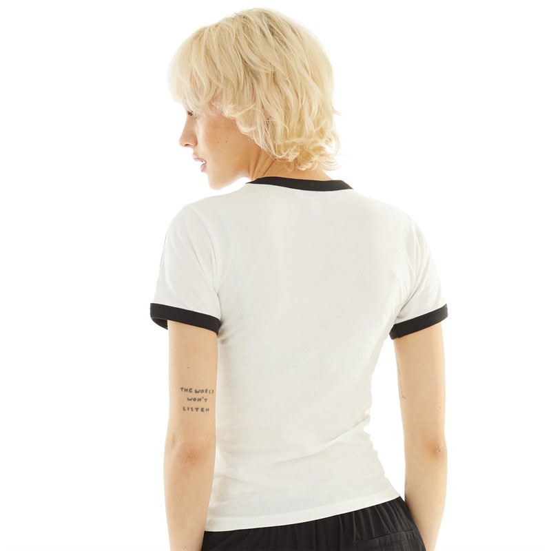 Brave Soul Womens Trudy T-Shirt Off White/Black