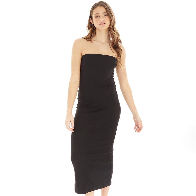 Brave Soul Womens Paige Strapless Maxi Dress Black