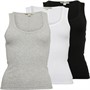 Brave Soul Womens Marine Three Pack Vests Black/White/Grey Marl