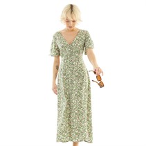 Brave Soul Womens Romyn Midi Dress Green Floral