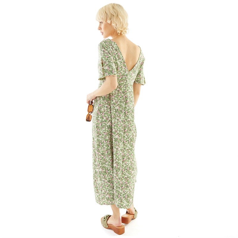 Brave Soul Womens Romyn Midi Dress Green Floral