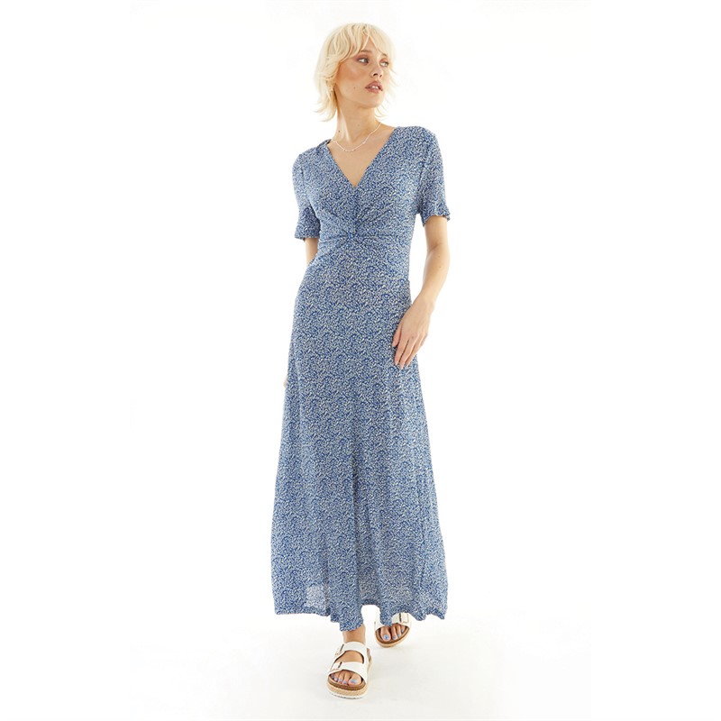 Brave Soul Womens Primrose Maxi Dress Navy/White