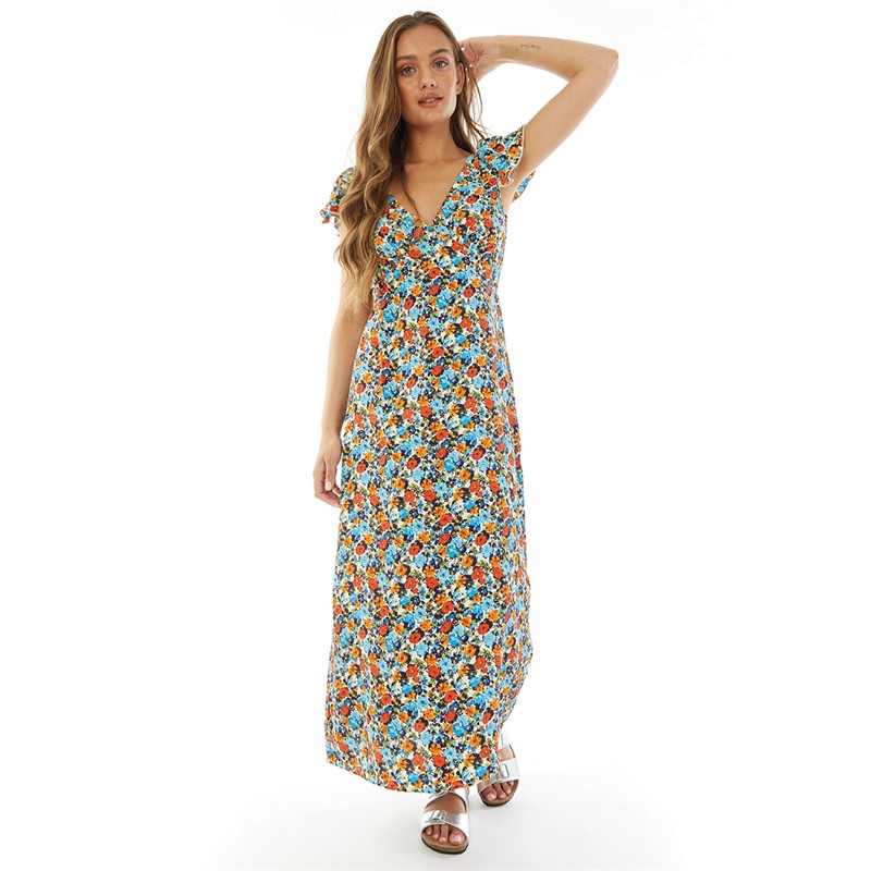 Brave Soul Womens Elora Midi Dress Multi Floral