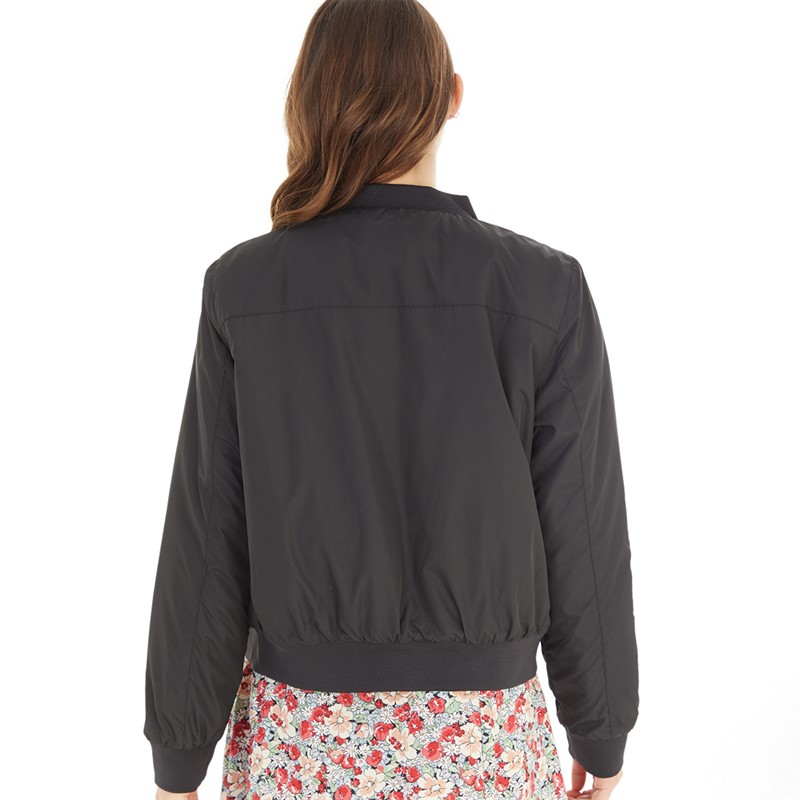 Brave Soul Womens Brazil Oversized Bomber Jacket Black