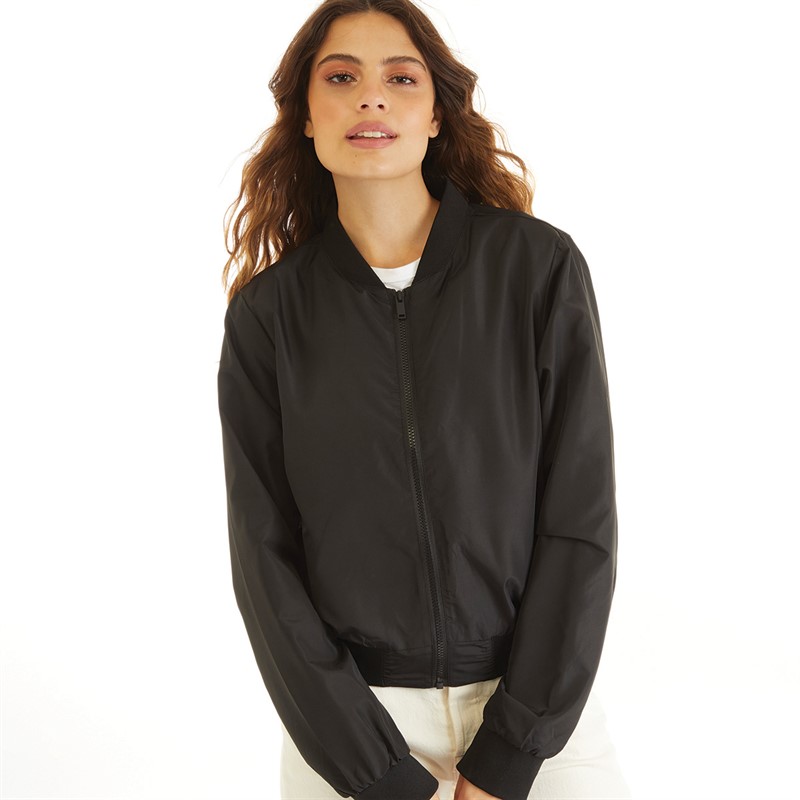 Brave Soul Womens Kajal Padded Bomber Jacket Black