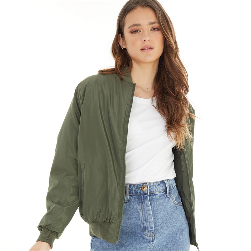 Buy Brave Soul Womens Brazil Oversized Bomber Jacket Khaki