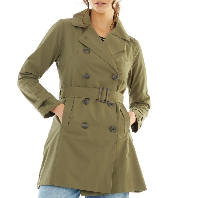 Brave Soul Womens Brandy Coated Trench Coat Light Khaki