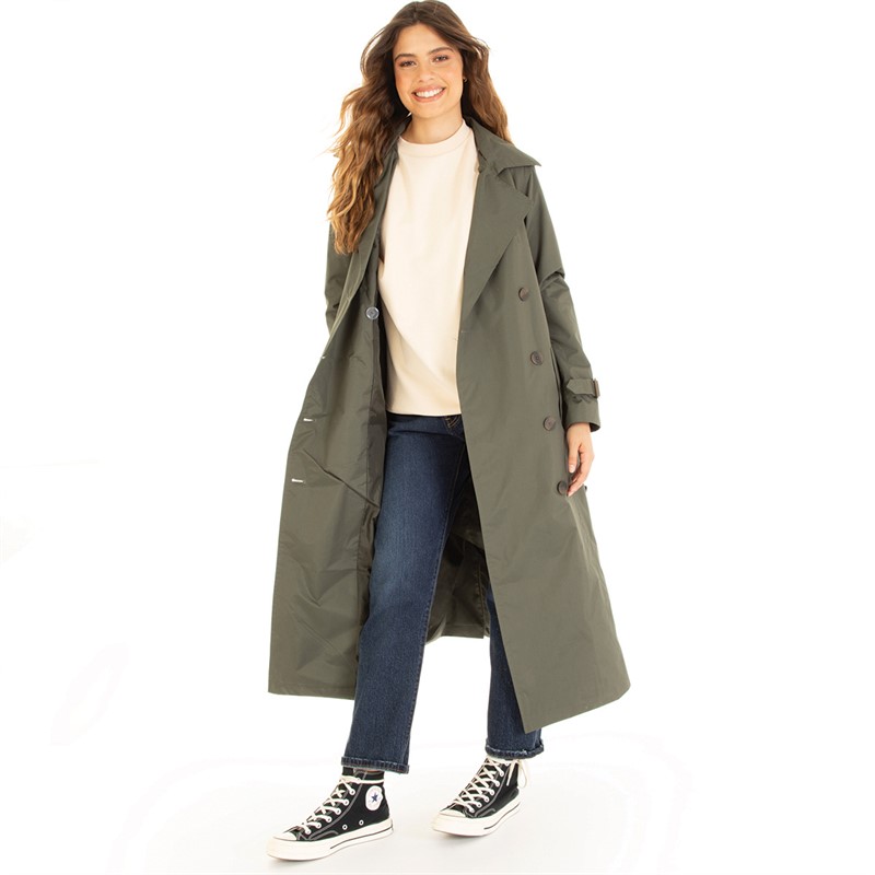 Buy Brave Soul Womens Ayer Long Trench Coat Khaki