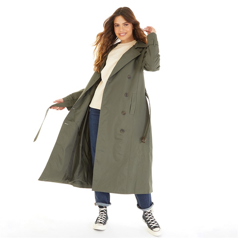 Buy Brave Soul Womens Ayer Long Trench Coat Khaki