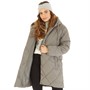 Brave Soul Womens Chantria Long Hooded Diamond Quilt Coat Charcoal