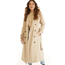 Brave Soul Womens Ayer Long Trench Coat Camel