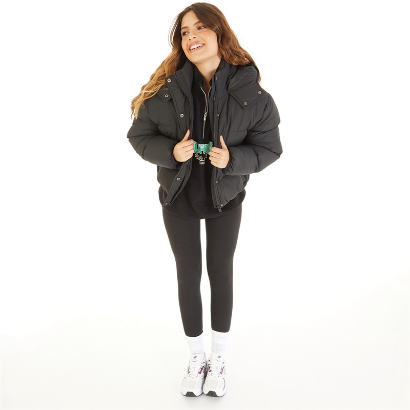 Brave Soul Womens Bunny Short Puffer Jacket Black