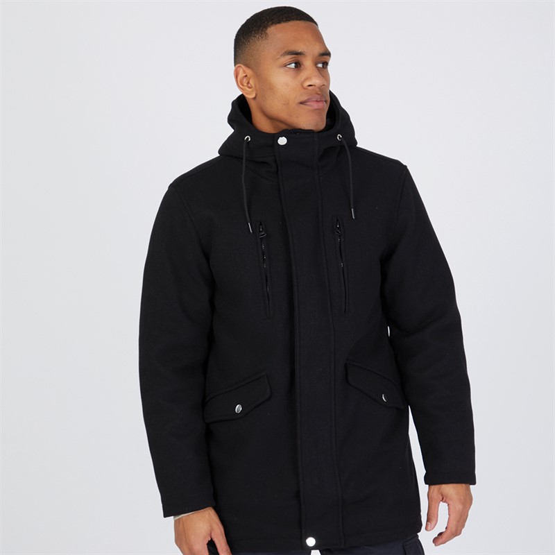 Brave Soul Mens Deans Gate Parka Black