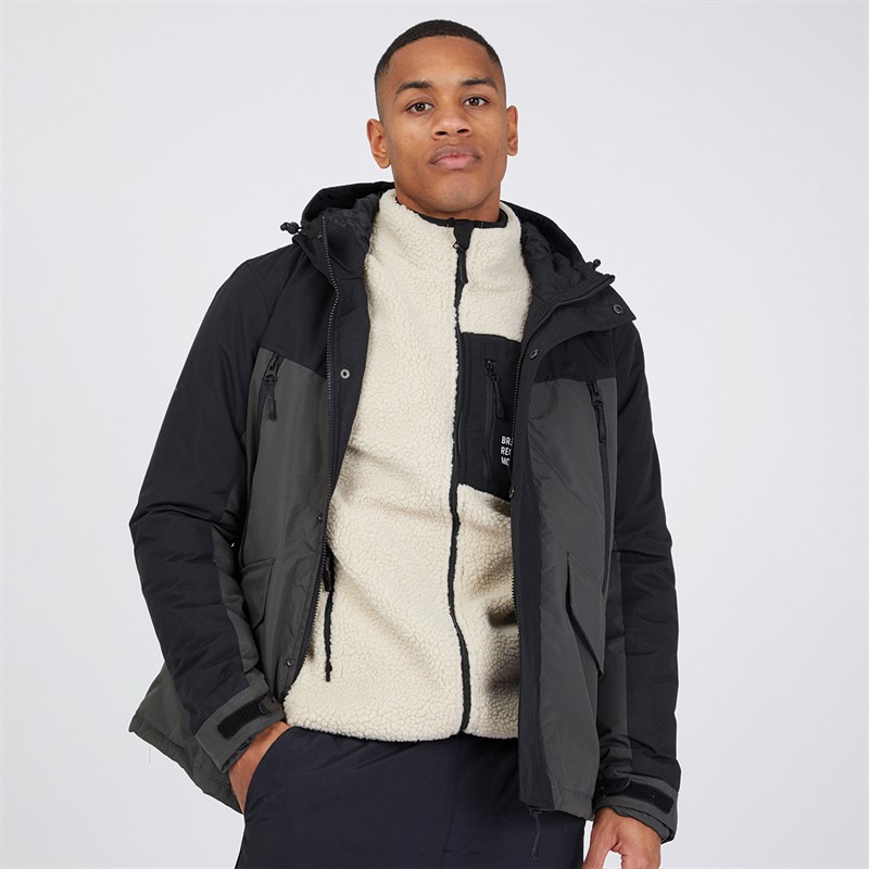 Brave Soul Mens Bodie Parka Grey/Black