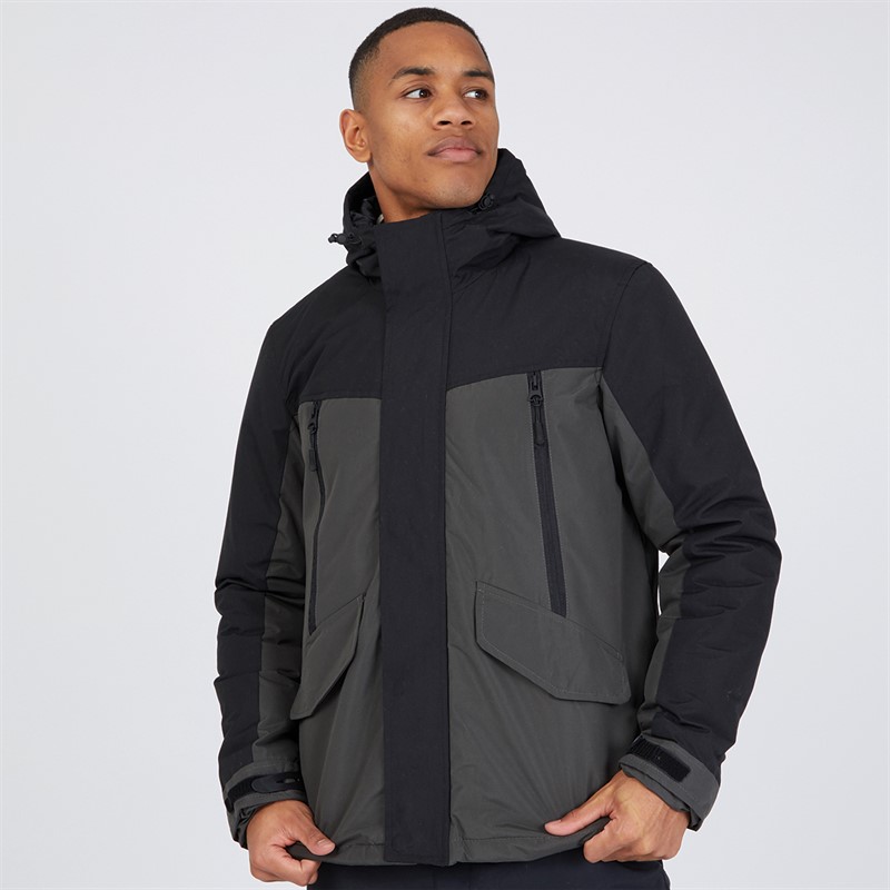 Brave Soul Mens Bodie Parka Grey/Black