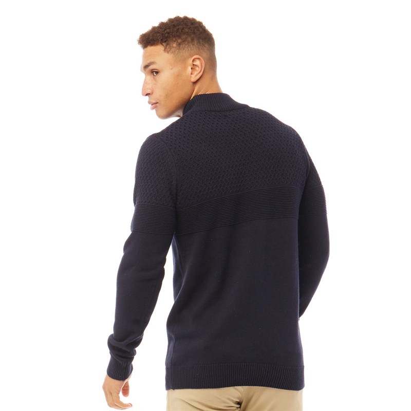Brave Soul Mens Neville Turtle Neck Jumper French Navy