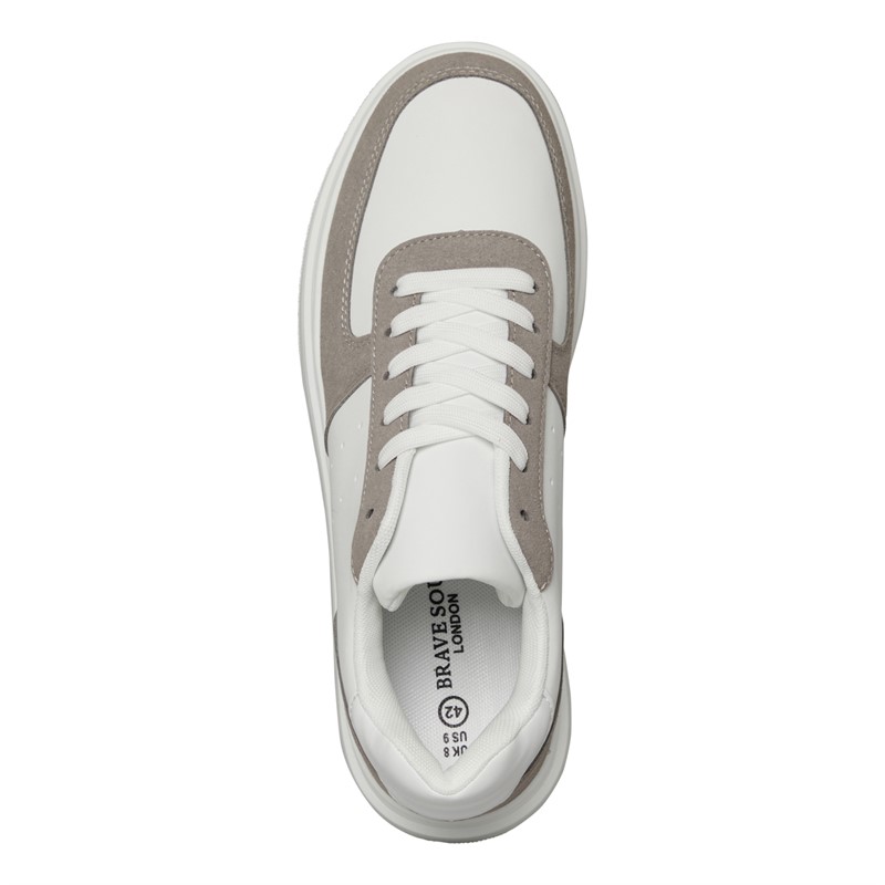 Brave Soul Mens Hamp Trainers White/Light Grey/Black