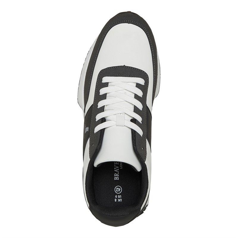 Brave Soul Mens Alta Trainers White/Grey/Charcoal