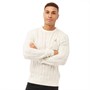 Brave Soul Mens Maoisme Crew Neck Cable Knit Jumper Vintage White