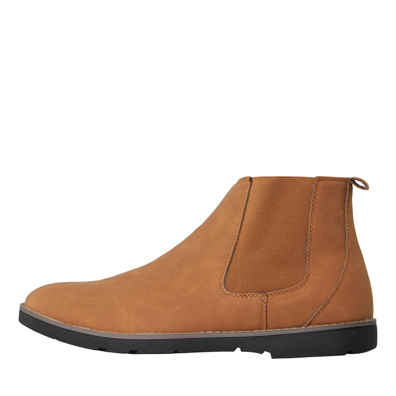 Brave Soul Mens Garret Chelsea Boots Brown