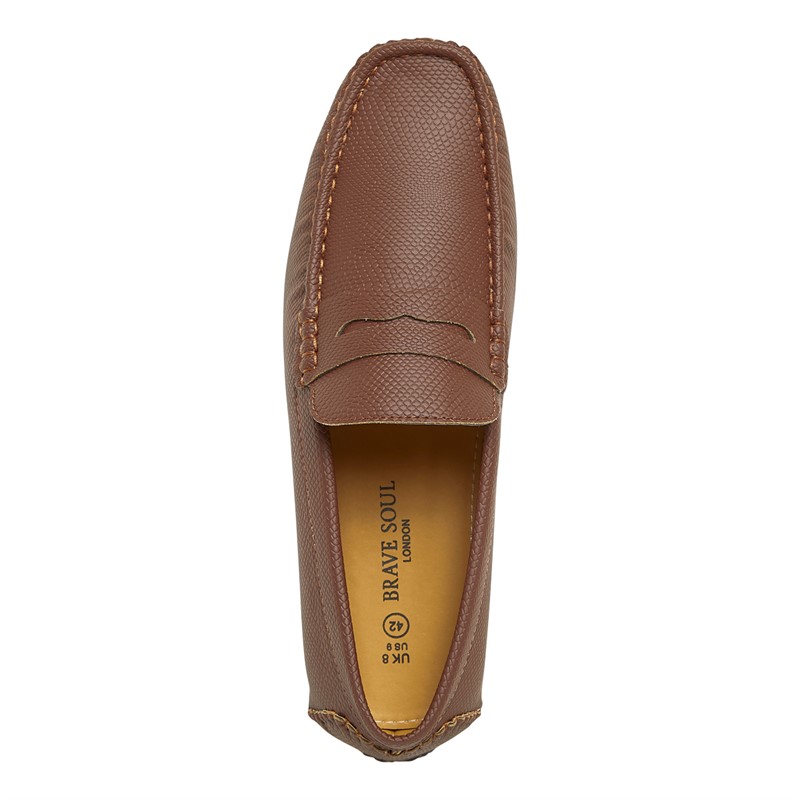 Brave Soul Mens Webster Loafers Dark Tan