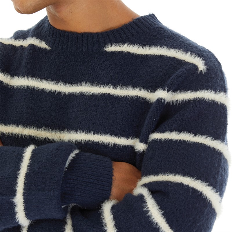 Brave Soul Mens Oslo Jumper Navy/Ecru