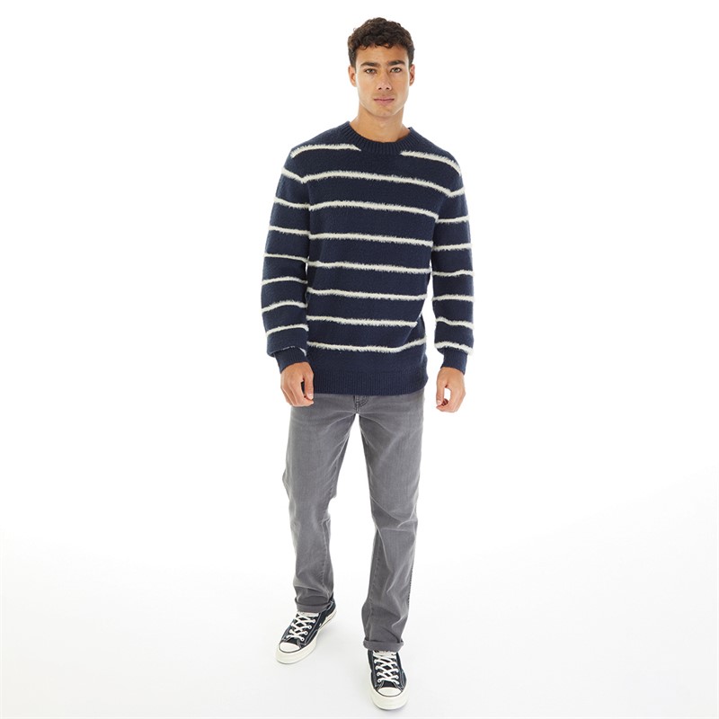 Brave Soul Mens Oslo Jumper Navy/Ecru