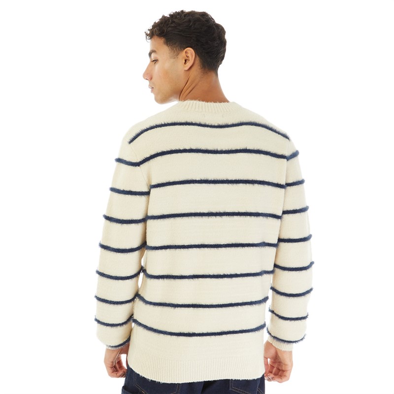 Brave Soul Mens Oslo Jumper Ecru/Navy