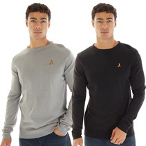 Brave Soul Mens Photon Two Pack Jumpers Black/Silver Grey