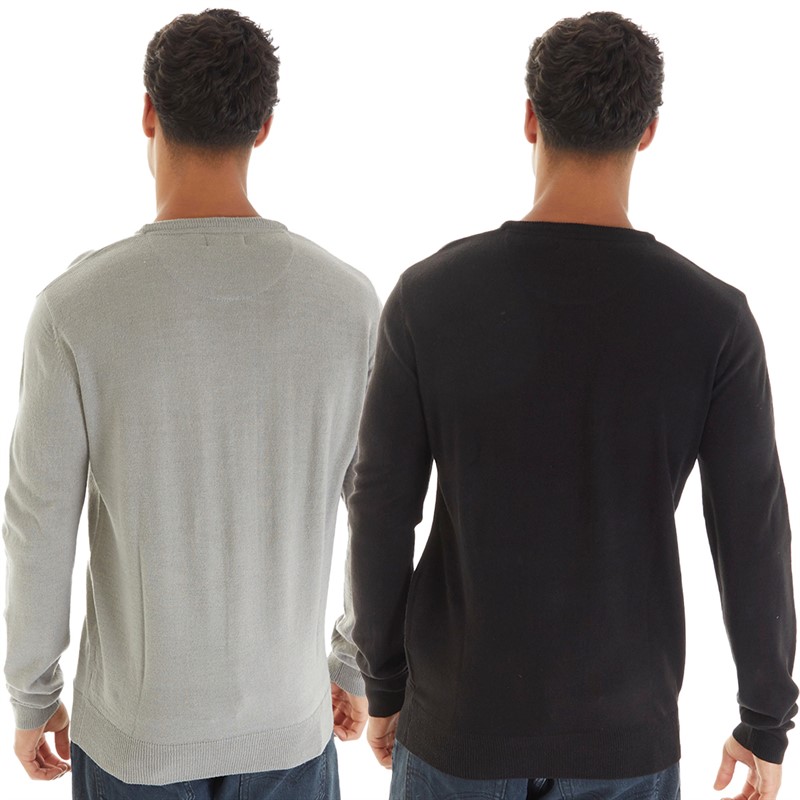 Brave Soul Mens Photon Two Pack Jumpers Black/Silver Grey