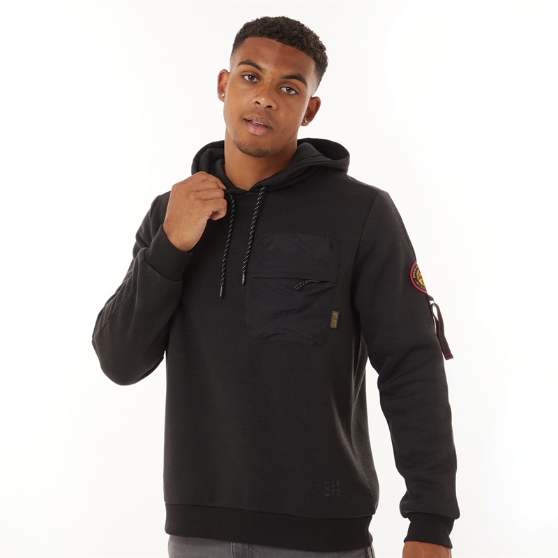 Brave Soul Mens Severn Hoodie Jet Black