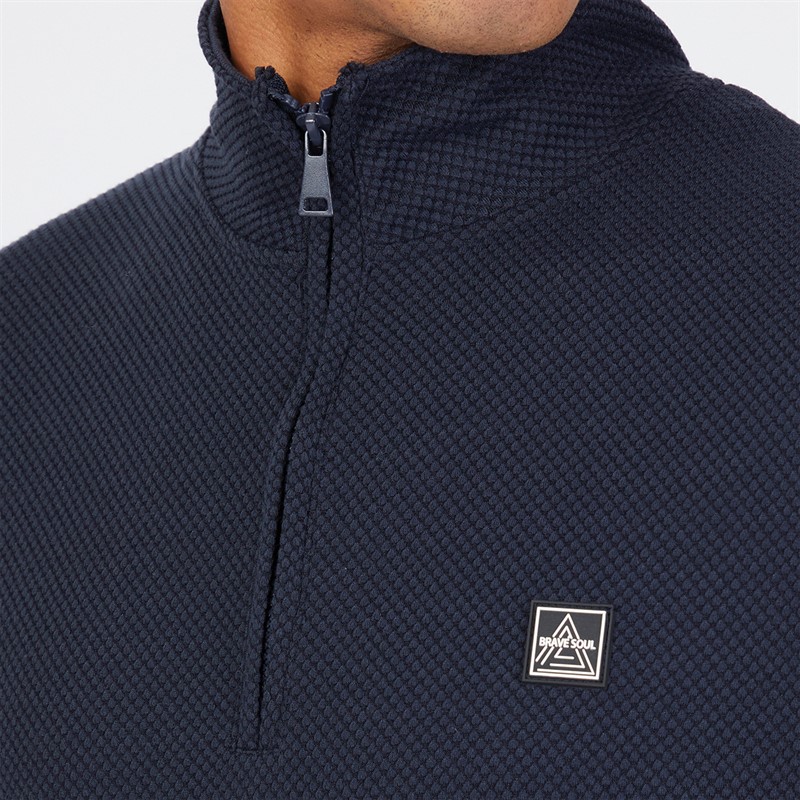 Brave Soul Mens Flight 1/4 Zip Jumper Navy