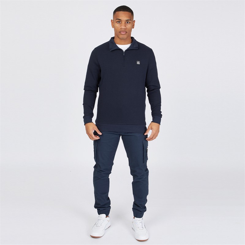 Brave Soul Mens Flight 1/4 Zip Jumper Navy