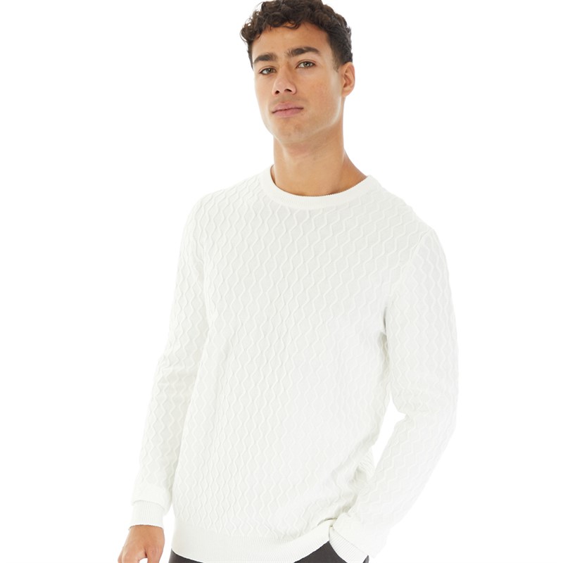 Brave Soul Mens Walters Jumper Vintage White