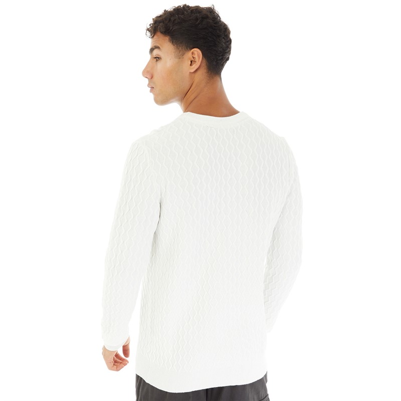 Brave Soul Mens Walters Jumper Vintage White