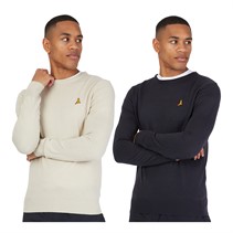 Brave Soul Mens Two Pack Photon Jumpers Midnight Navy/Muesli