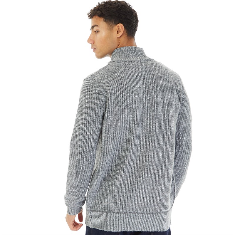 Brave Soul Mens Damir Zip Up Jumper Grey Marl