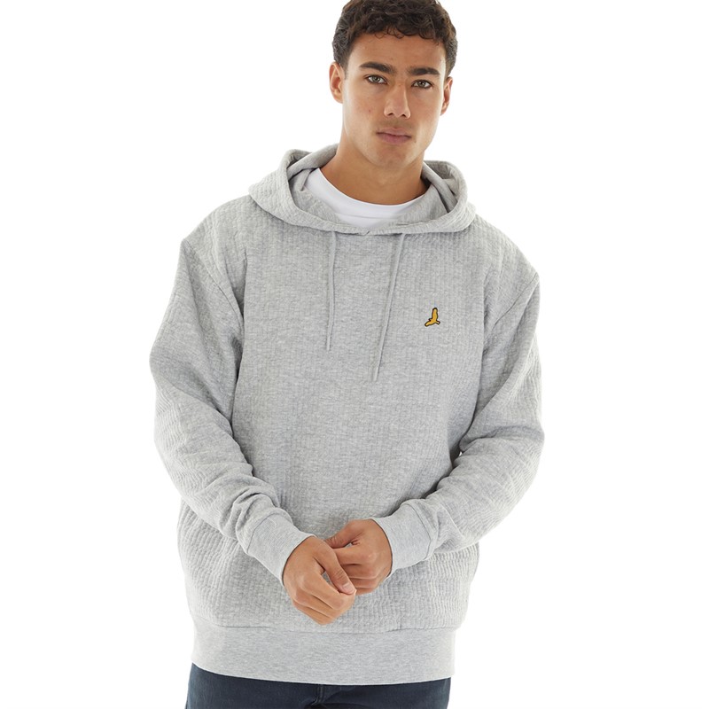 Brave Soul Mens Rutter Hoodie Light Grey Marl