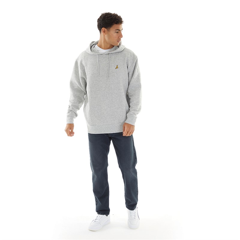 Brave Soul Mens Rutter Hoodie Light Grey Marl