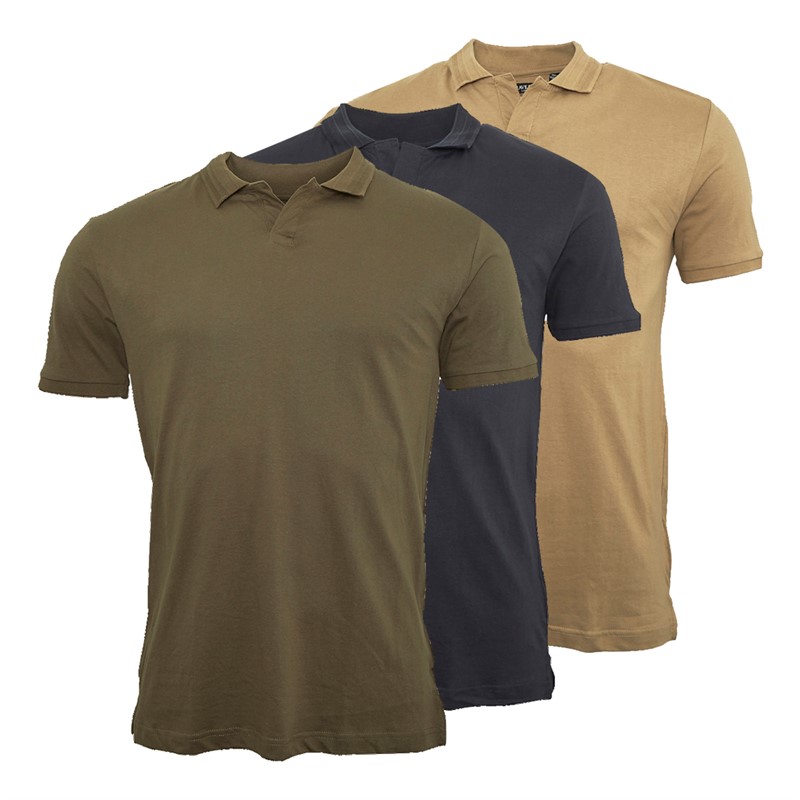 Brave Soul Mens Republic Three Pack Polos Navy/Stone/Khaki