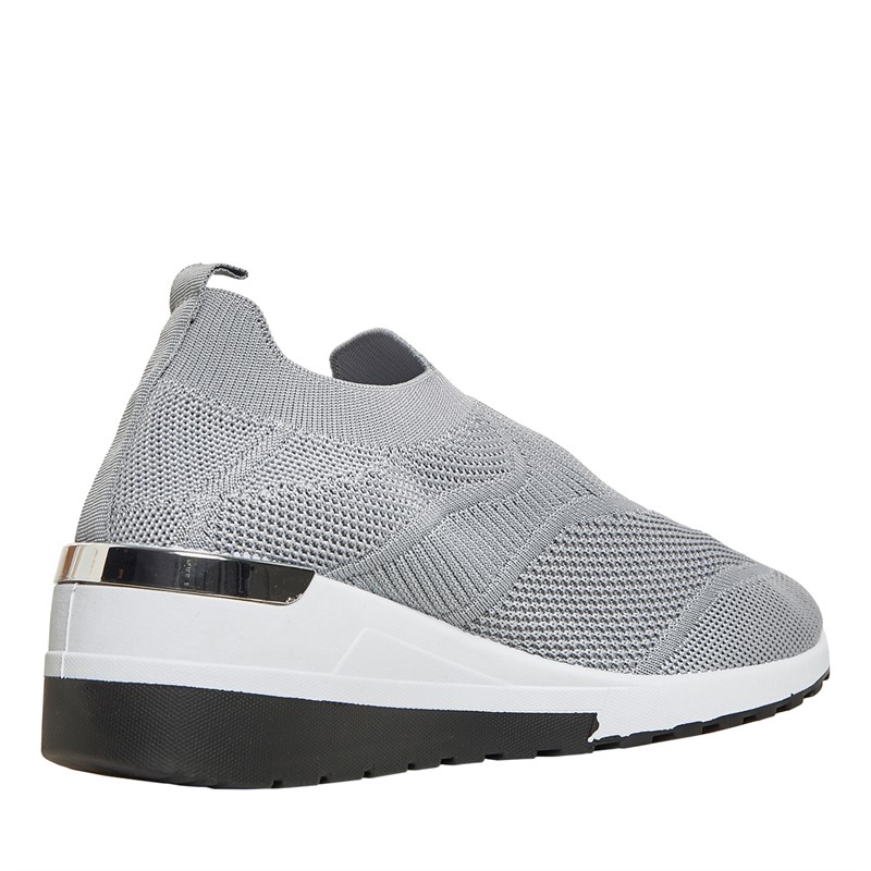 Brave Soul Womens Tasha Wedge Heel Slip On Trainers Grey