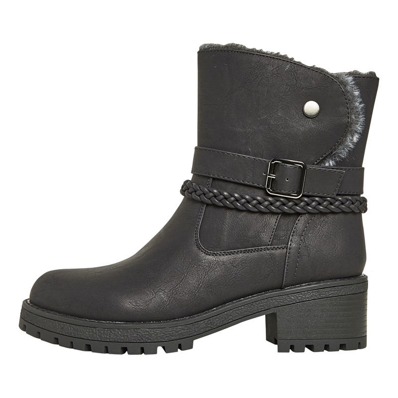 Brave Soul Womens Nora V2 Buckle Boots Black