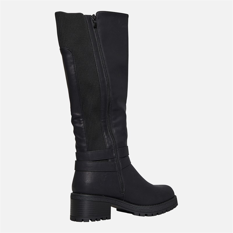 Brave Soul Womens Nora Knee High Boots Black
