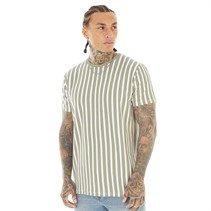 Brave Soul Mens Harding Stripe T-Shirt Washed Sage/White