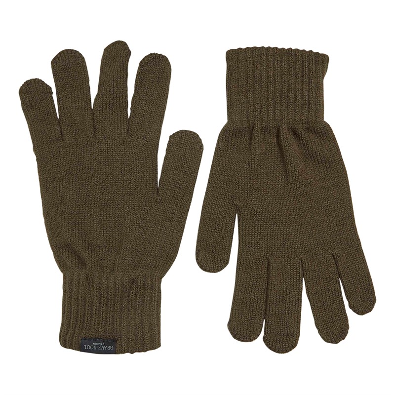 Brave Soul Mens Gloves Khaki