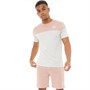 Brave Soul Herre Newton T-shirt og Shorts Sæt Ecru Melange/Mørkrosa