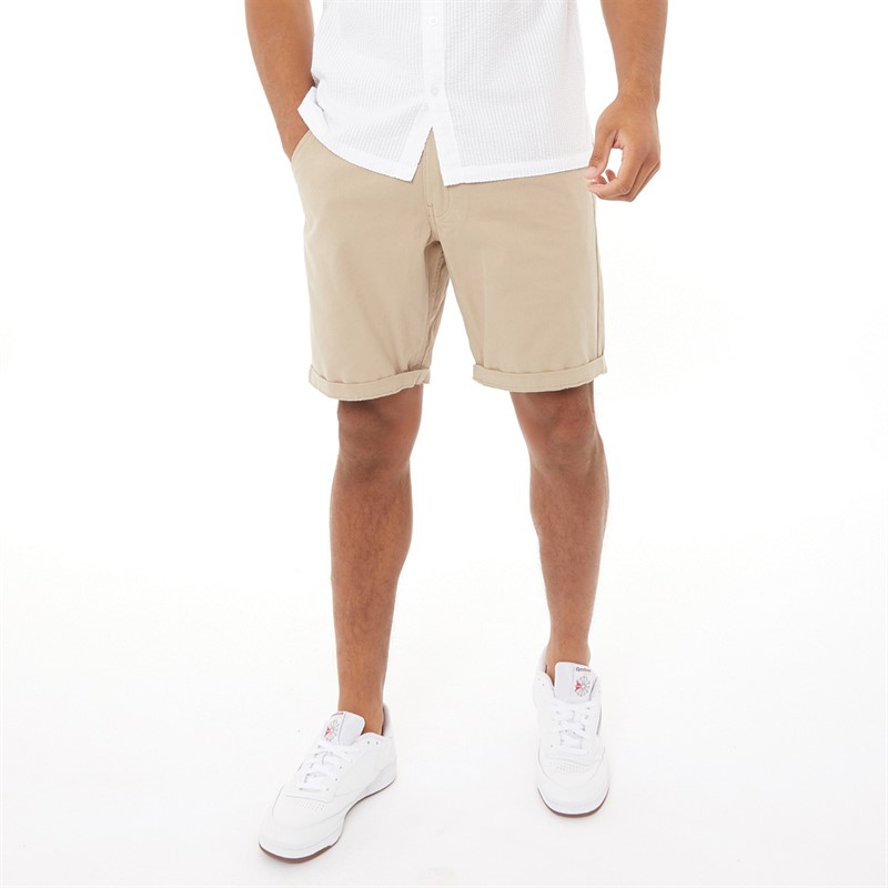 Brave Soul Mens Hampson Chino Shorts Stone