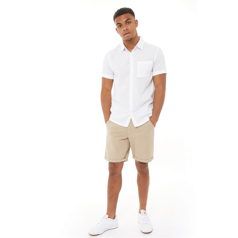 Brave Soul Mens Hampson Chino Shorts Stone