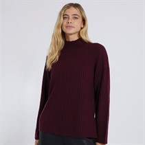 Brave Soul Womens Juliet Ribbed Turtle Neck Jumper Wine