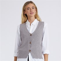 Brave Soul Womens Texio Knitted Button Through Waistcoat Grey Melange